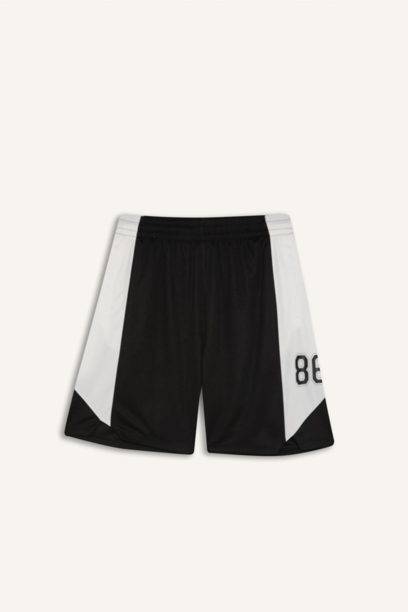 Erkek Siyah Hızlı Kuruyan Standart Fit Sporcu Kısa Paça Şort