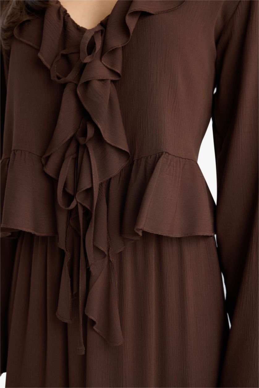 WOMAN Brown Regular Fit Crinkle Viscose