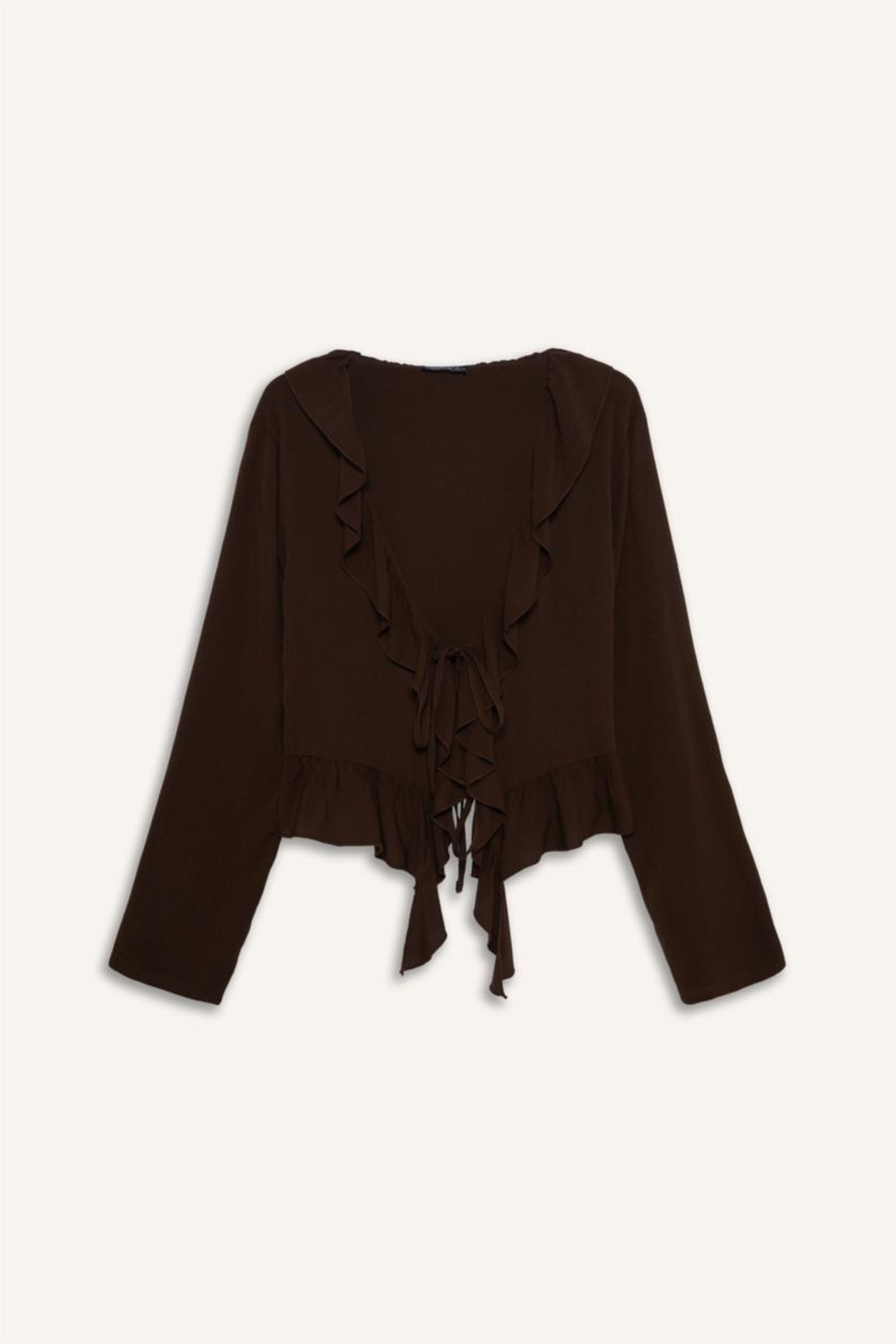 WOMAN Brown Regular Fit Crinkle Viscose