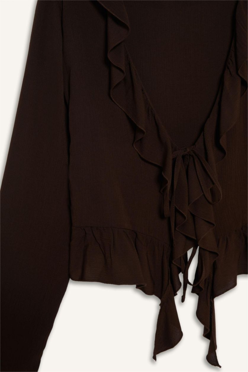 WOMAN Brown Regular Fit Crinkle Viscose