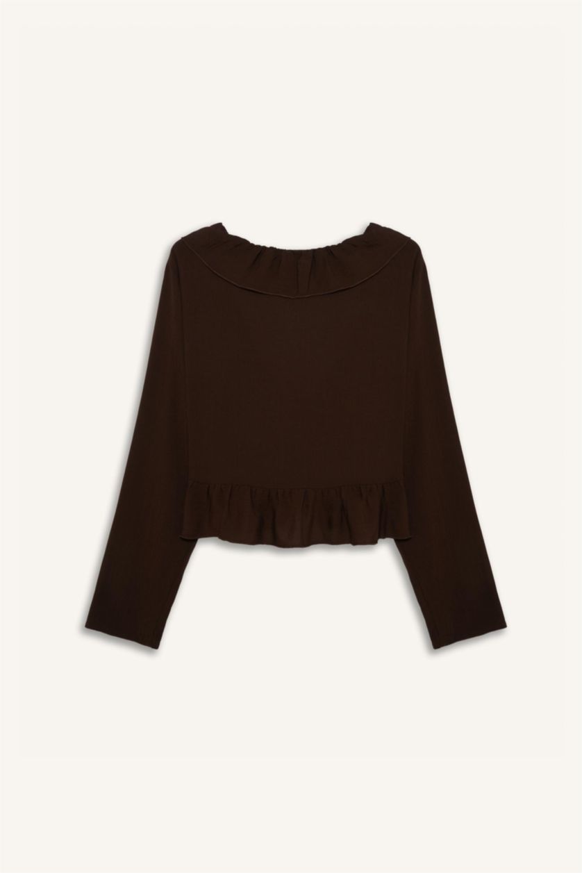 WOMAN Brown Regular Fit Crinkle Viscose