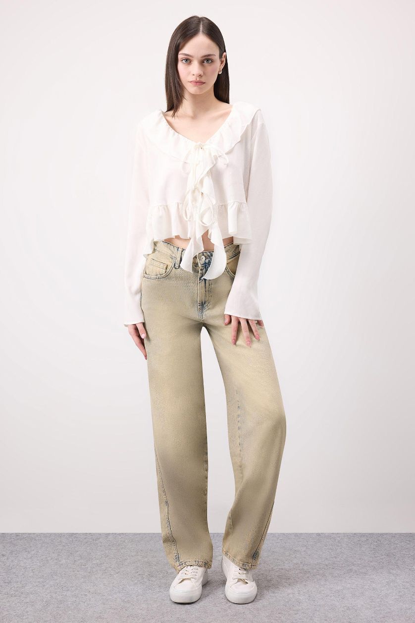 WOMAN White Regular Fit Long Sleeve Blouse