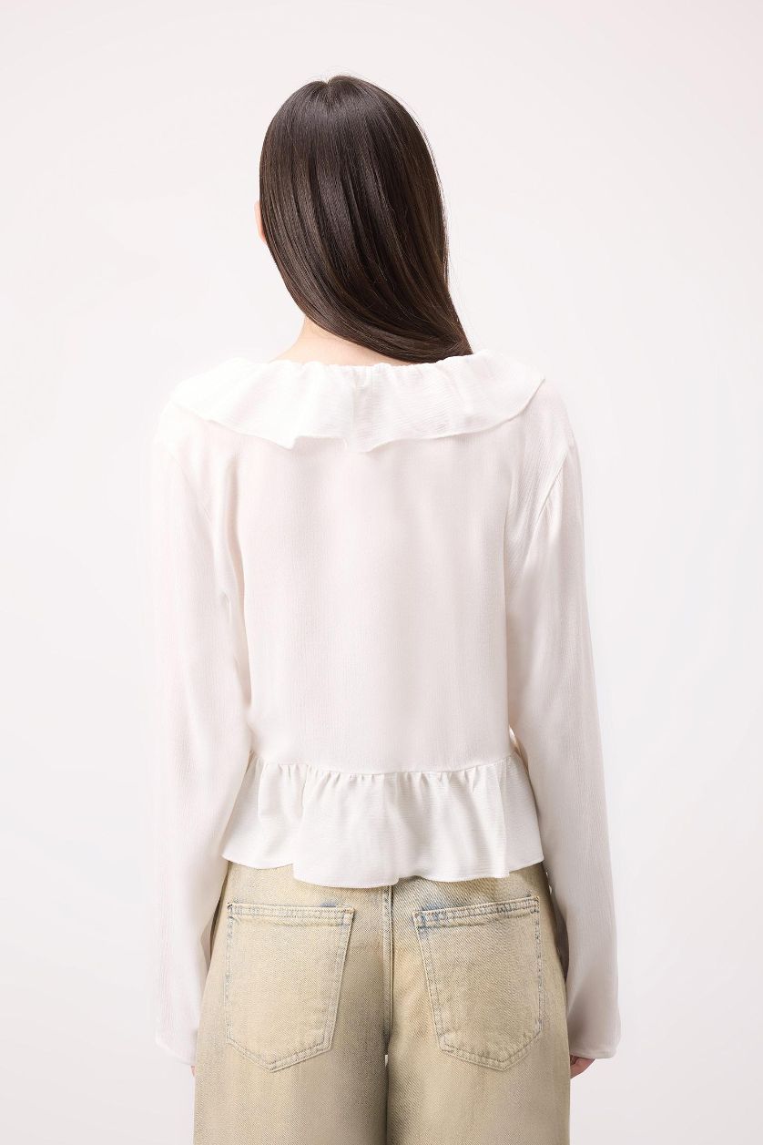 WOMAN White Regular Fit Long Sleeve Blouse