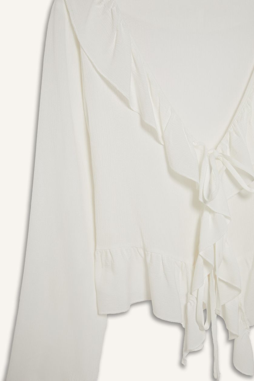 WOMAN White Regular Fit Long Sleeve Blouse