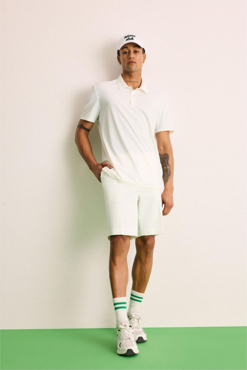 Man White DeFactoFit Standard Fit Sports Woven Shorts