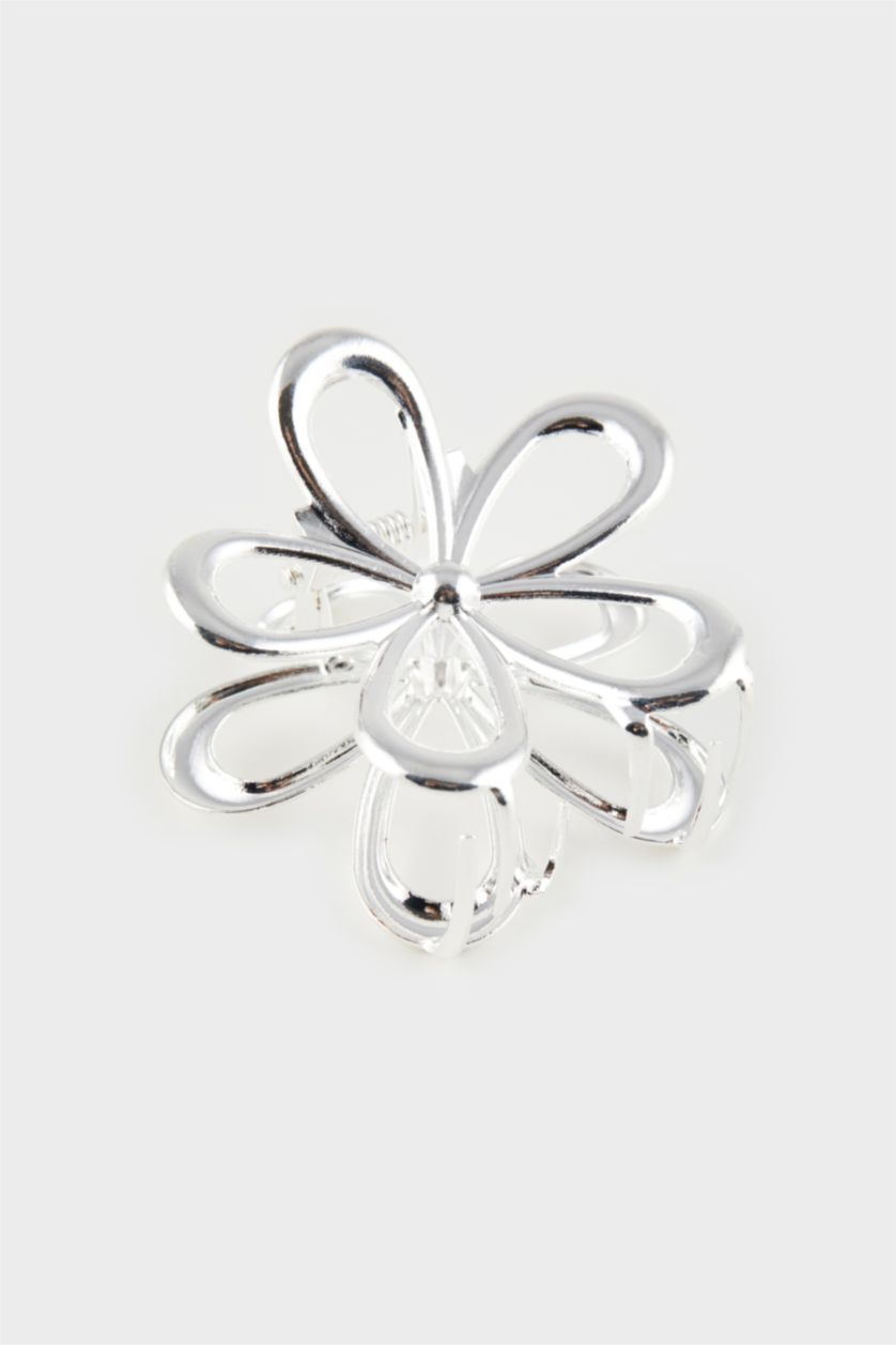 نساء Gümüş مشبك شعر فضي على شكل وردة