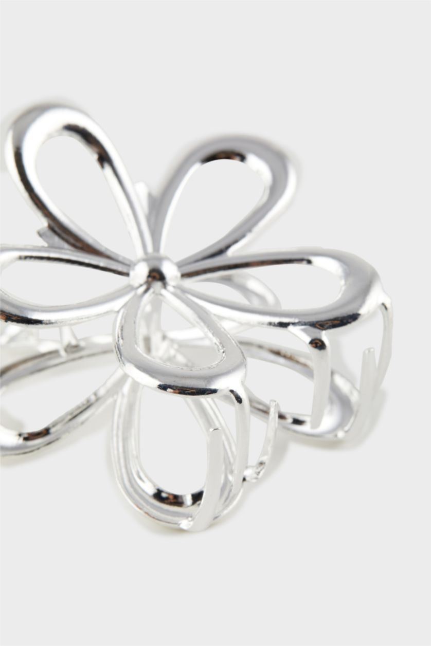 نساء Gümüş مشبك شعر فضي على شكل وردة