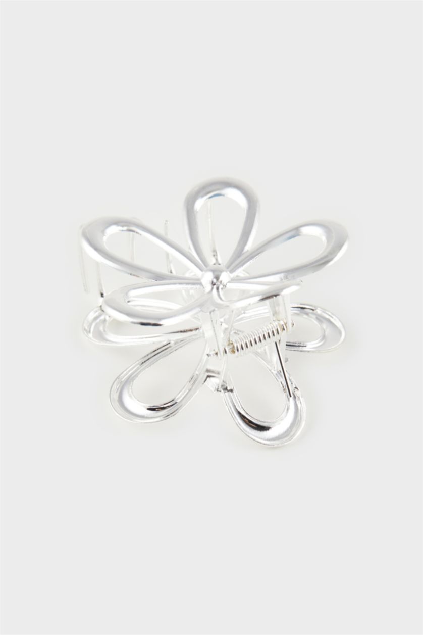 نساء Gümüş مشبك شعر فضي على شكل وردة