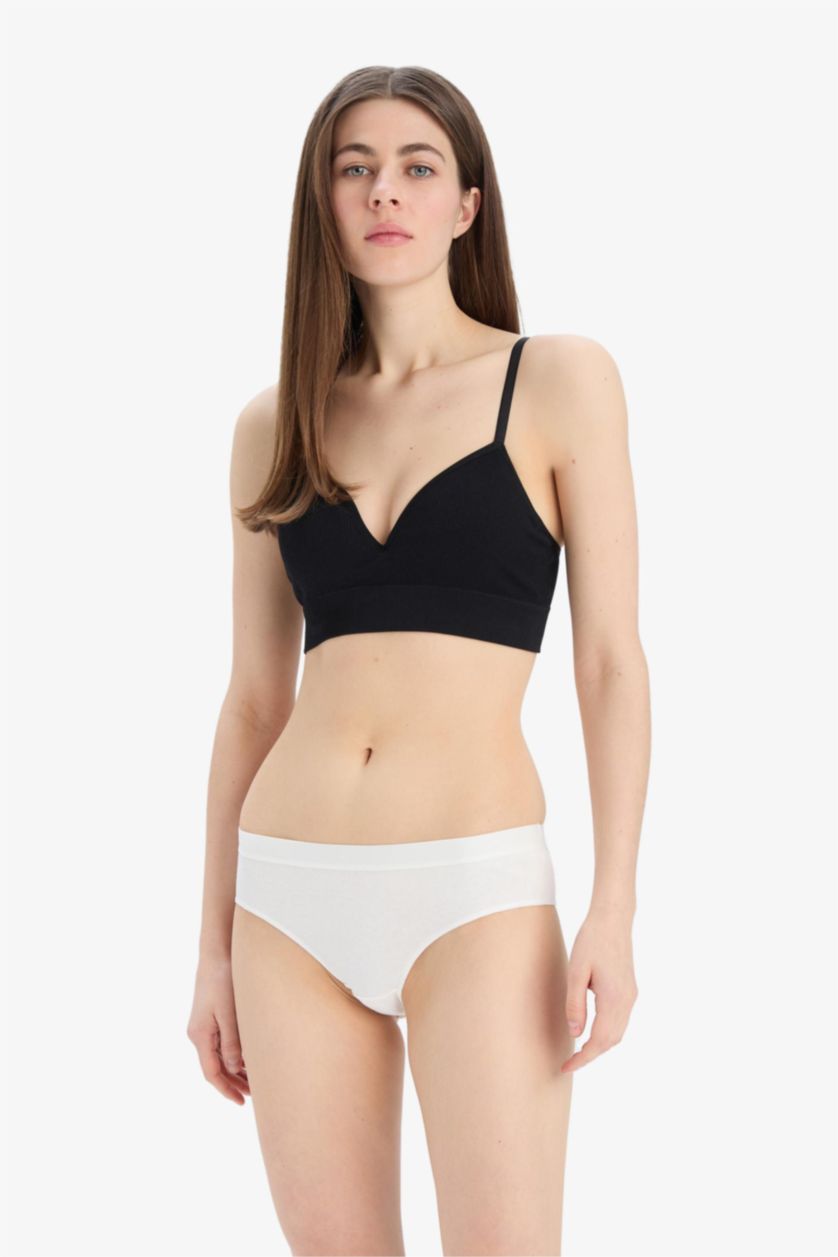 WOMAN Black Rib 3 Piece Slip Panties