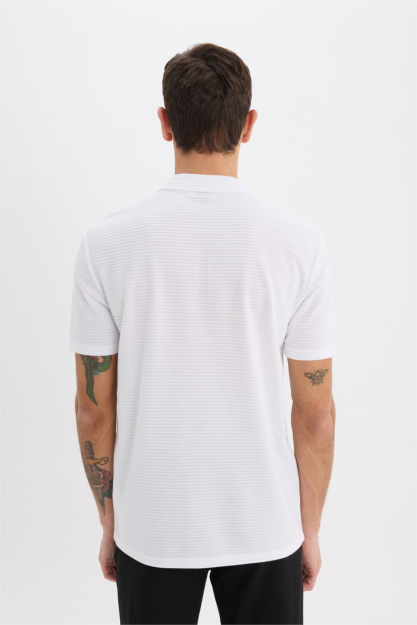 Мужчины Кремовый Рубашка-поло с короткими рукавами