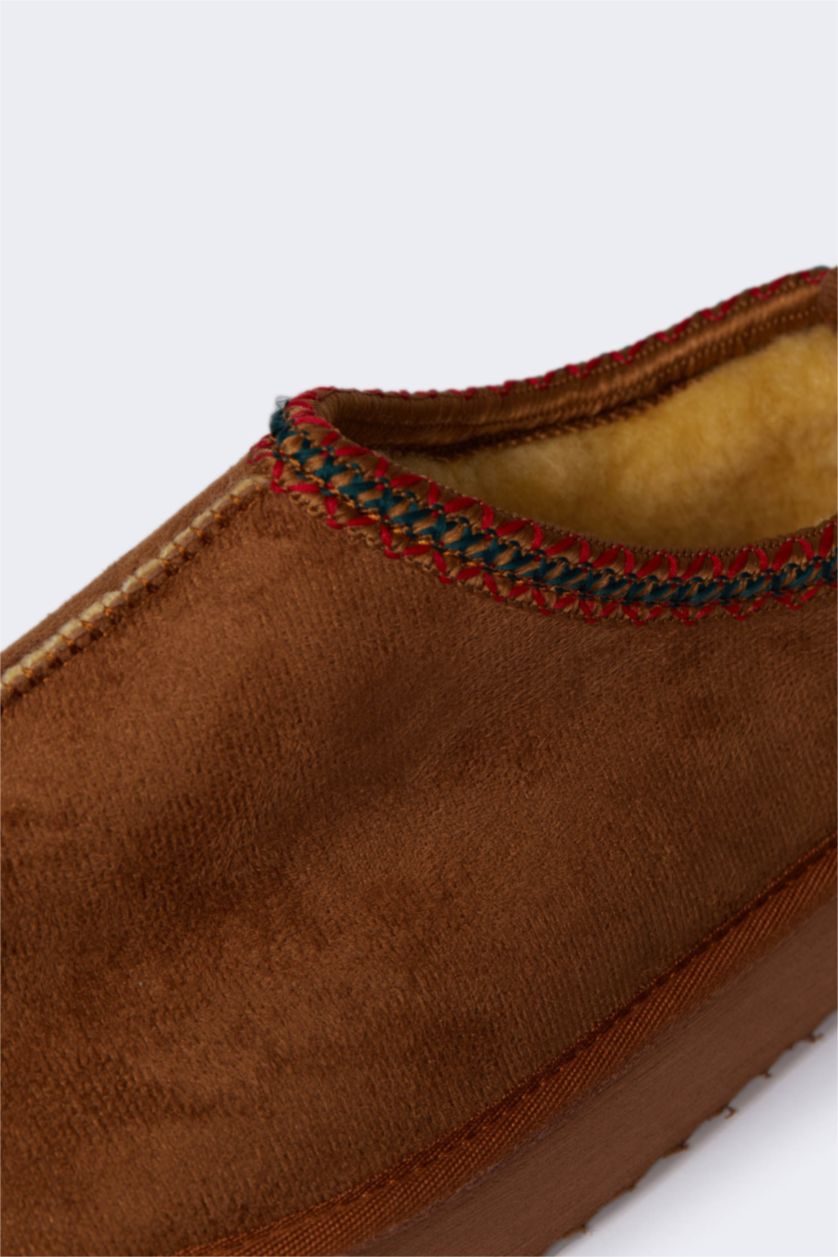 Kadın Kahve Kadın Düz Taban Slip On Ev Terliği