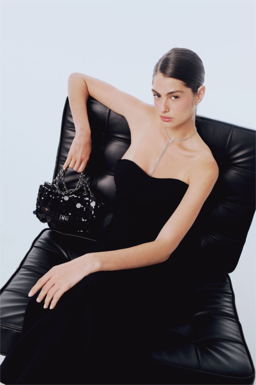 Kadın Siyah DCEY x DeFacto Kadın Payetli Çapraz Çanta