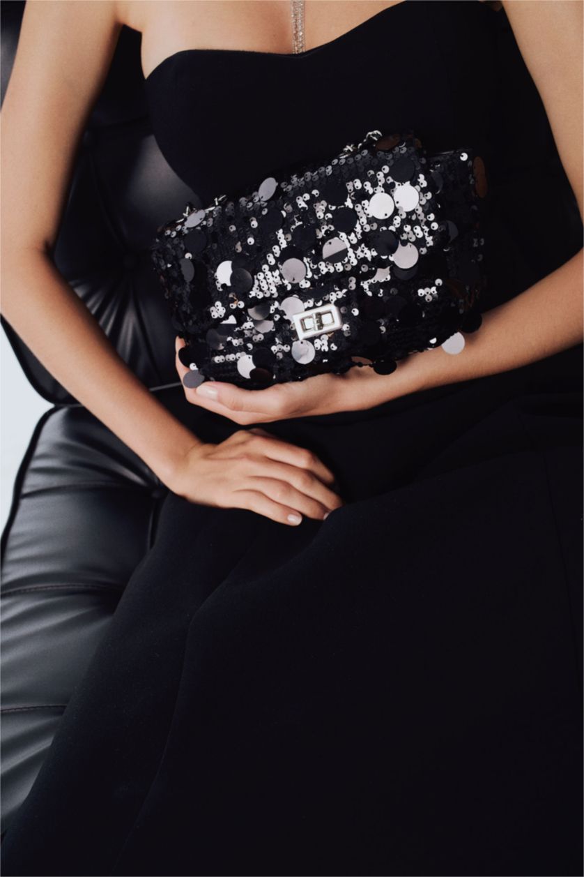 Kadın Siyah DCEY x DeFacto Kadın Payetli Çapraz Çanta