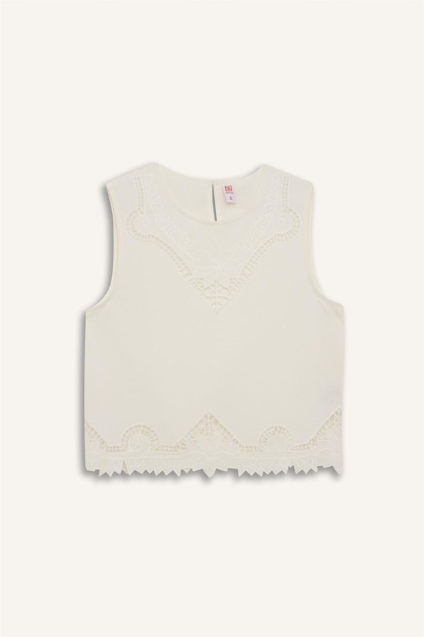 Kadın Kırık Beyaz Regular Fit Pamuklu Kolsuz Üst