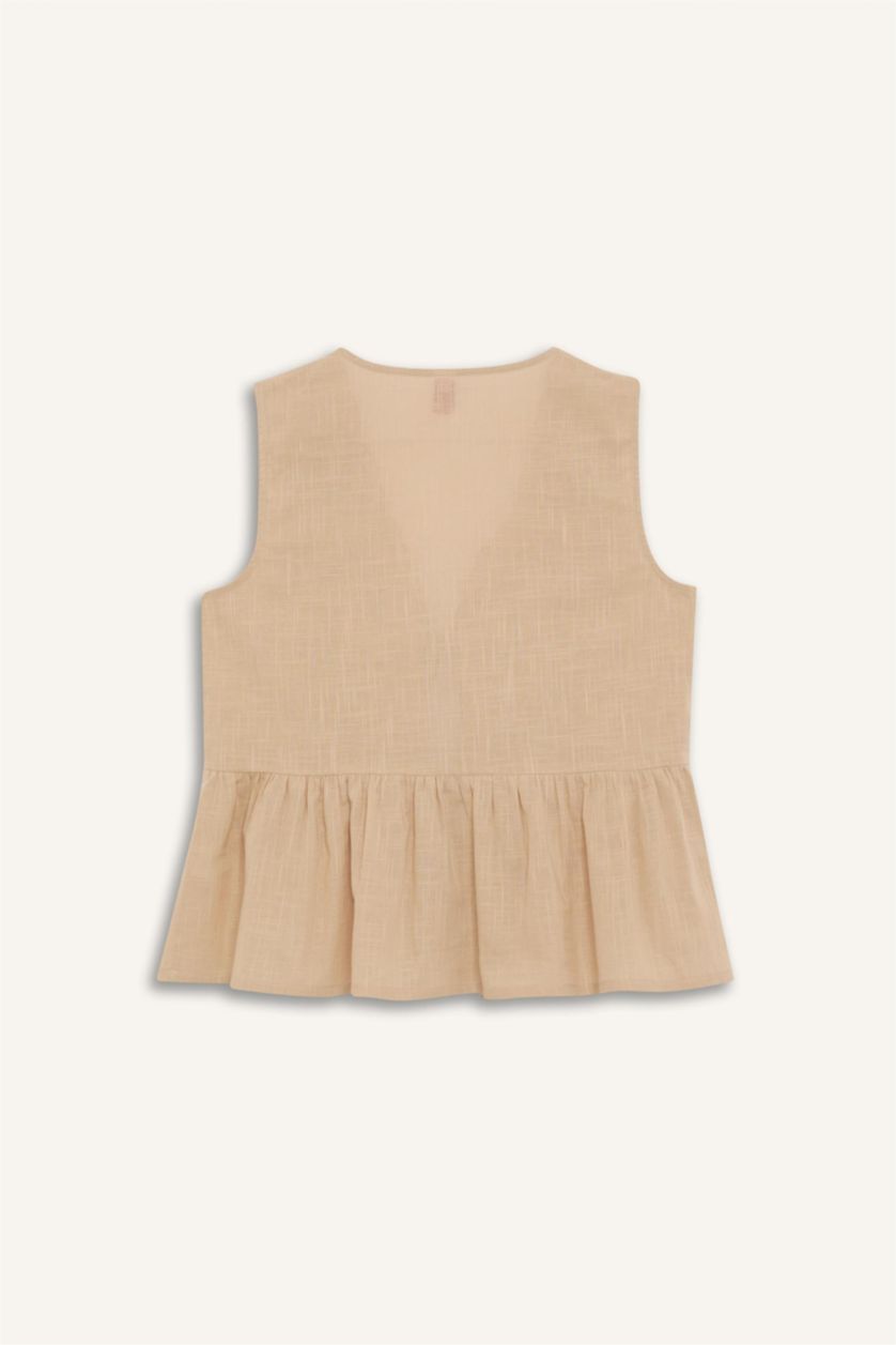 Kadın Bej Regular Fit Brode Önden Bağlamalı Plaj Üstü-Fall in Love 