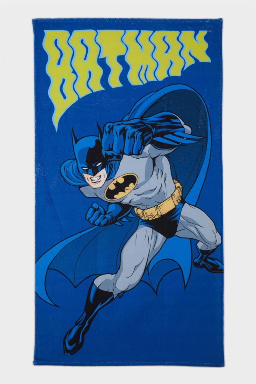 Erkek Çocuk - Genç Erkek Lacivert Erkek Çocuk Batman Baskılı Plaj Havlusu