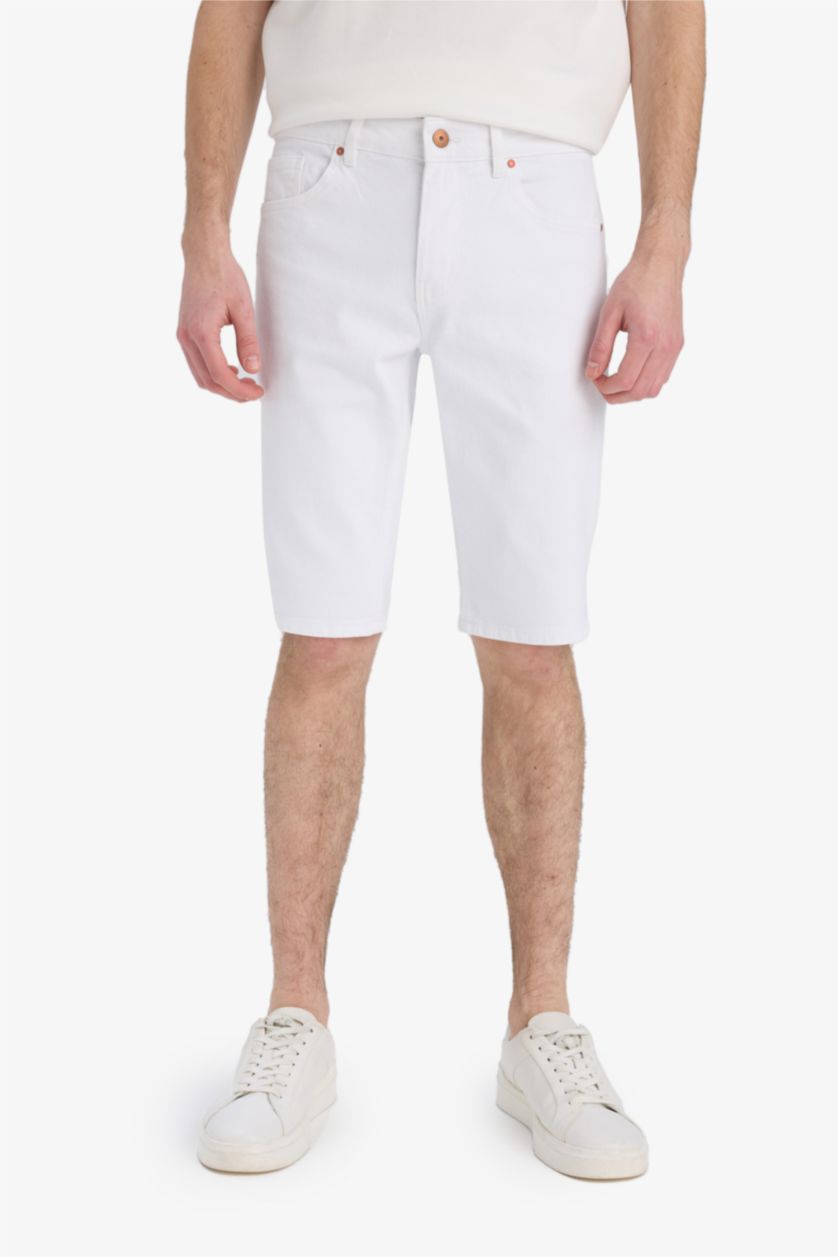 رجال أبيض شورت جينز سليم فيت