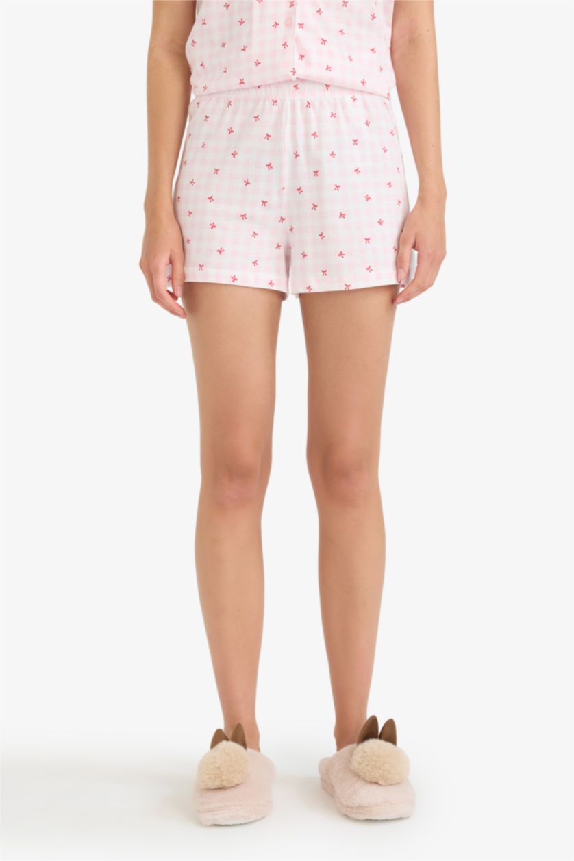 نساء زهري فاتح طقم قصة عادية بأكمام قصيرة من قطعتين