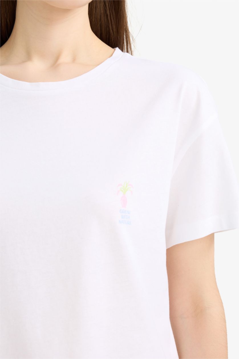 Woman Light Pink Fall in Love Regular Fit Short Sleeve 2 Piece Set