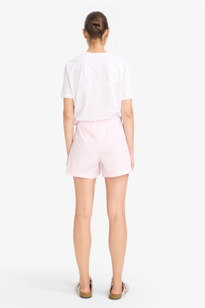 نساء زهري فاتح شورت بيجاما بوبلين قصة عادية - قطعتين