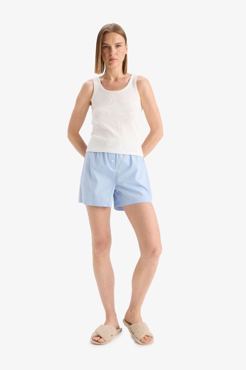 WOMAN Blue Fall in Love Regular Fit Poplin 2 Piece Shorts