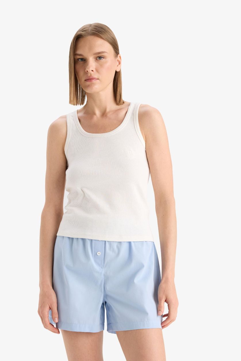 WOMAN Blue Fall in Love Regular Fit Poplin 2 Piece Shorts