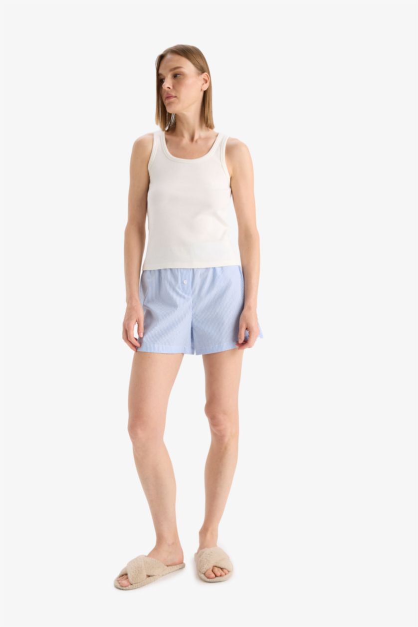 WOMAN Blue Fall in Love Regular Fit Poplin 2 Piece Shorts