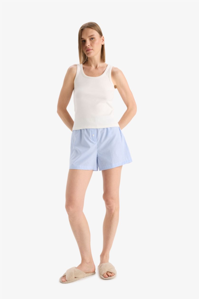 WOMAN Blue Fall in Love Regular Fit Poplin 2 Piece Shorts