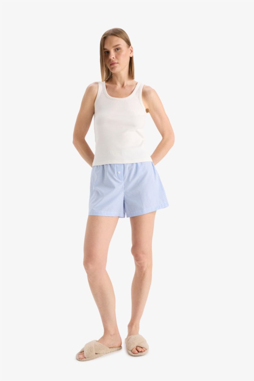 WOMAN Blue Fall in Love Regular Fit Poplin 2 Piece Shorts