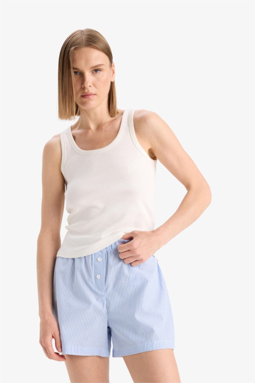 WOMAN Blue Fall in Love Regular Fit Poplin 2 Piece Shorts