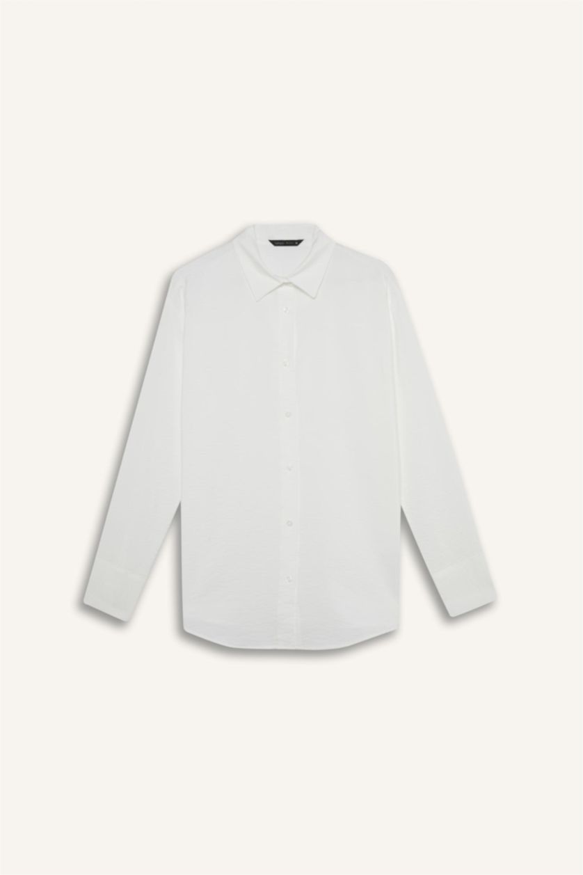 نساء اوف وايت قميص ردن طويل اوفر سايز