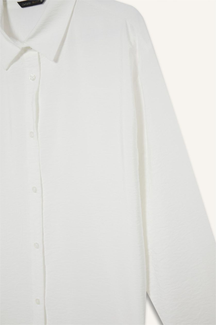 نساء اوف وايت قميص ردن طويل اوفر سايز