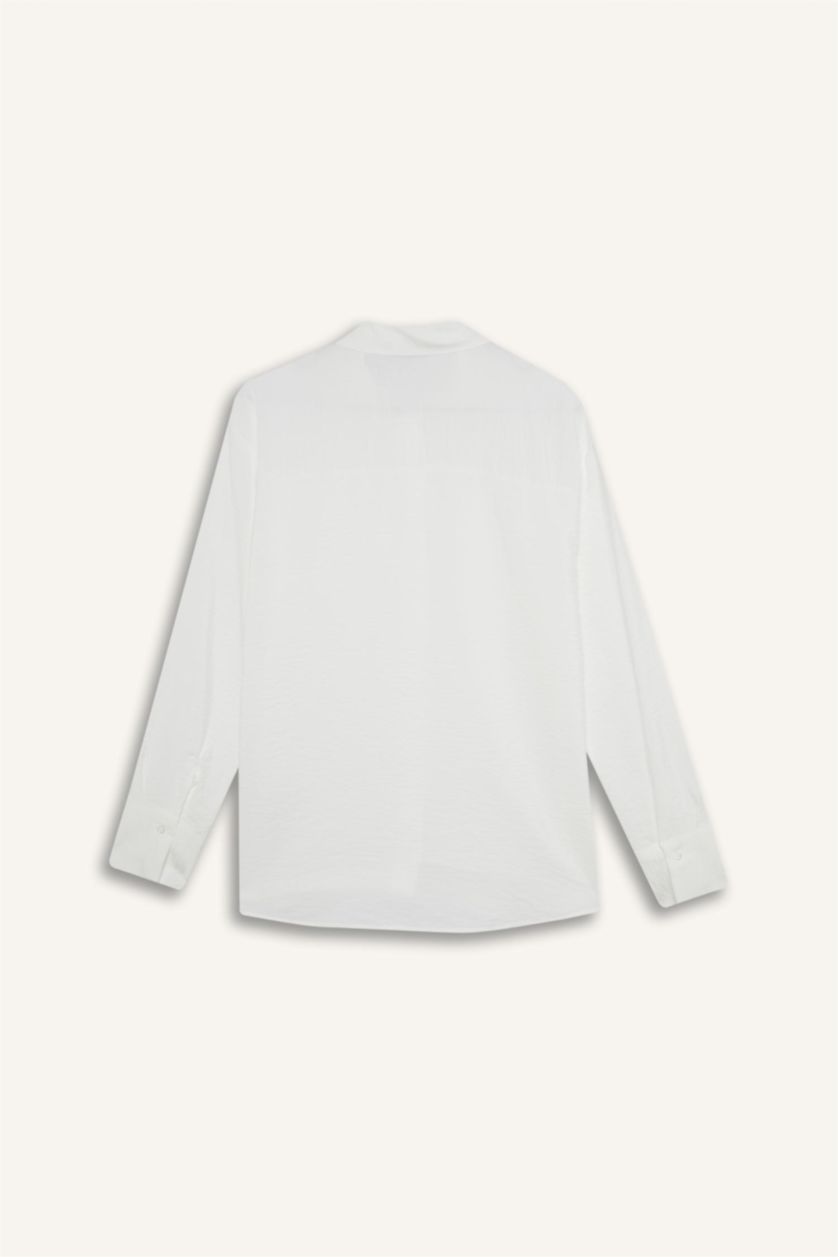 نساء اوف وايت قميص ردن طويل اوفر سايز