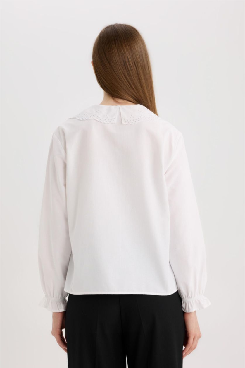 Kadın Kırık Beyaz Regular Fit Poplin Uzun Kollu Gömlek Tunik