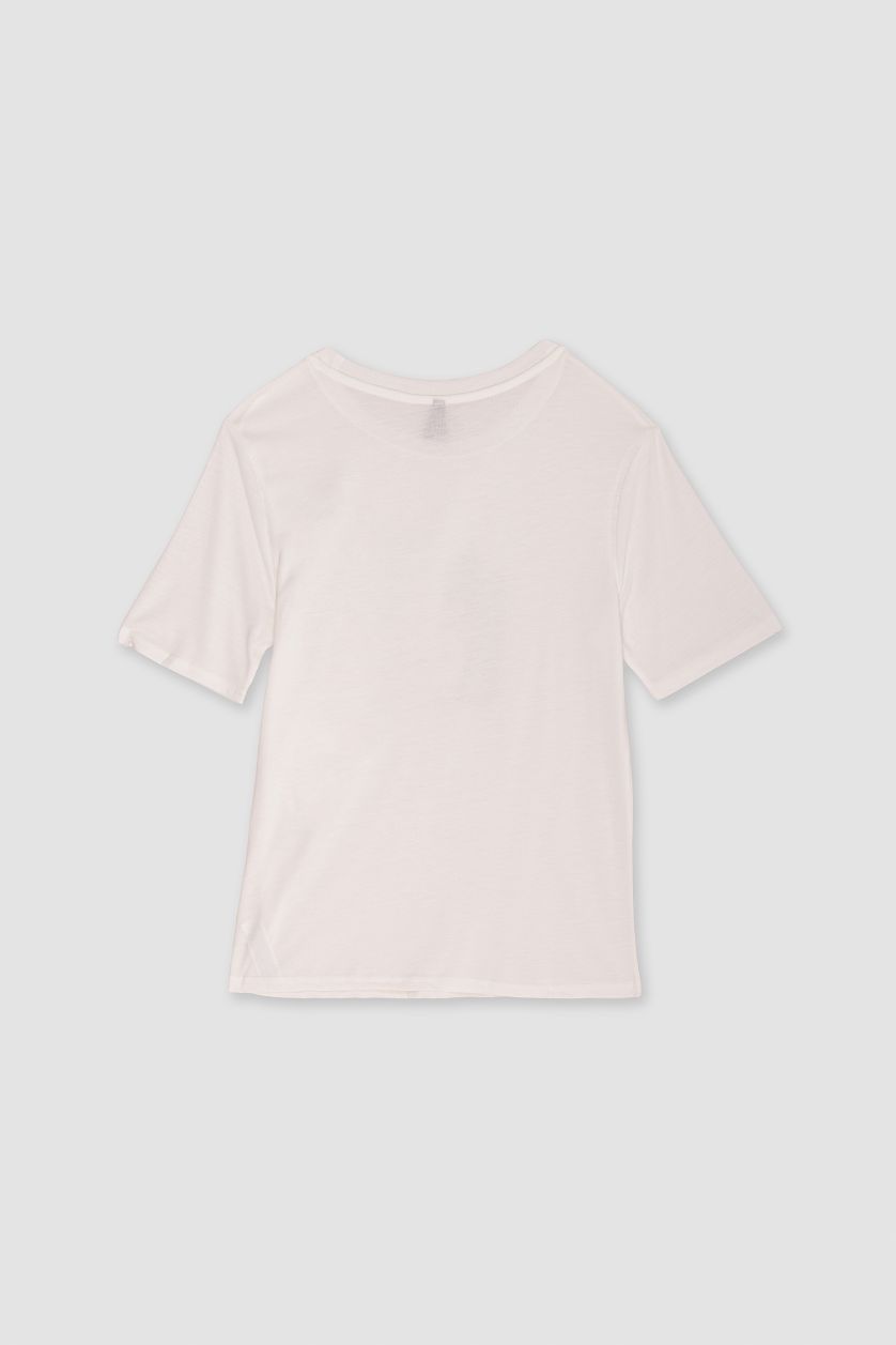 WOMAN Ecru Regular Fit Crew Neck Short Sleeve T-Shirt