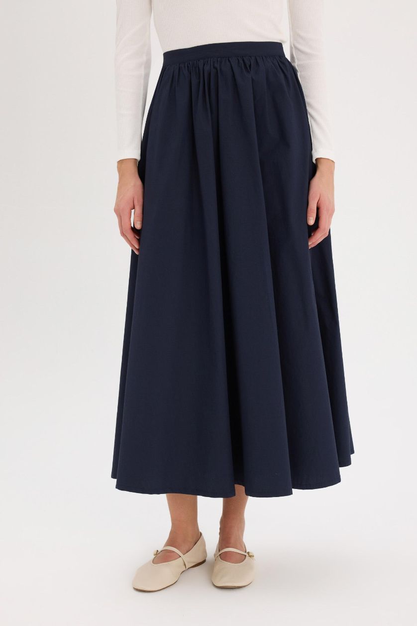 حريمي كحلي جيبة طويلة بيزك بوبلين بقصة A