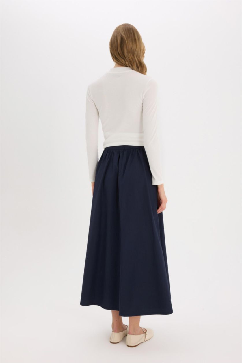 حريمي كحلي جيبة طويلة بيزك بوبلين بقصة A