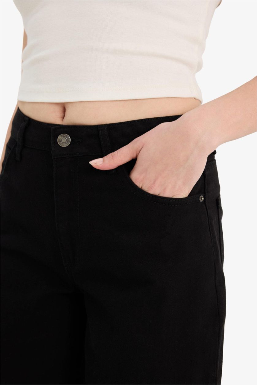 FEMME Noir Pantalon Longueur standard La Gabardıne Jambes larges