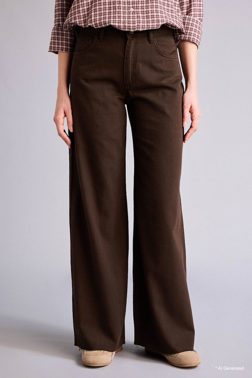 Kadın Kahve Wıde Leg Gabardın Pantolon