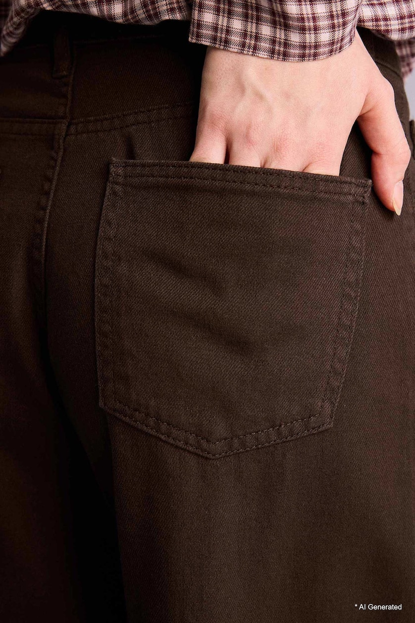 Kadın Kahve Wıde Leg Gabardın Pantolon
