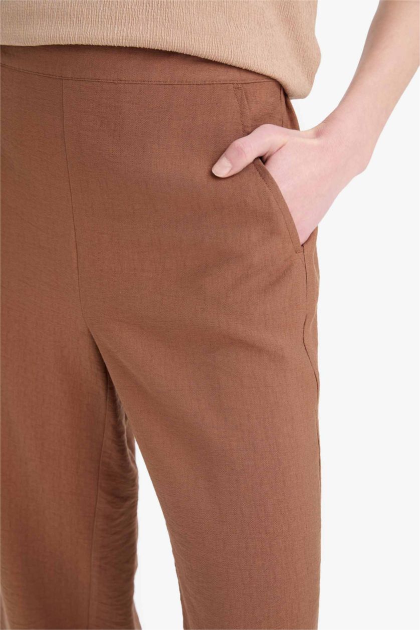 WOMAN Light Brown Crop Fit Capri Pants