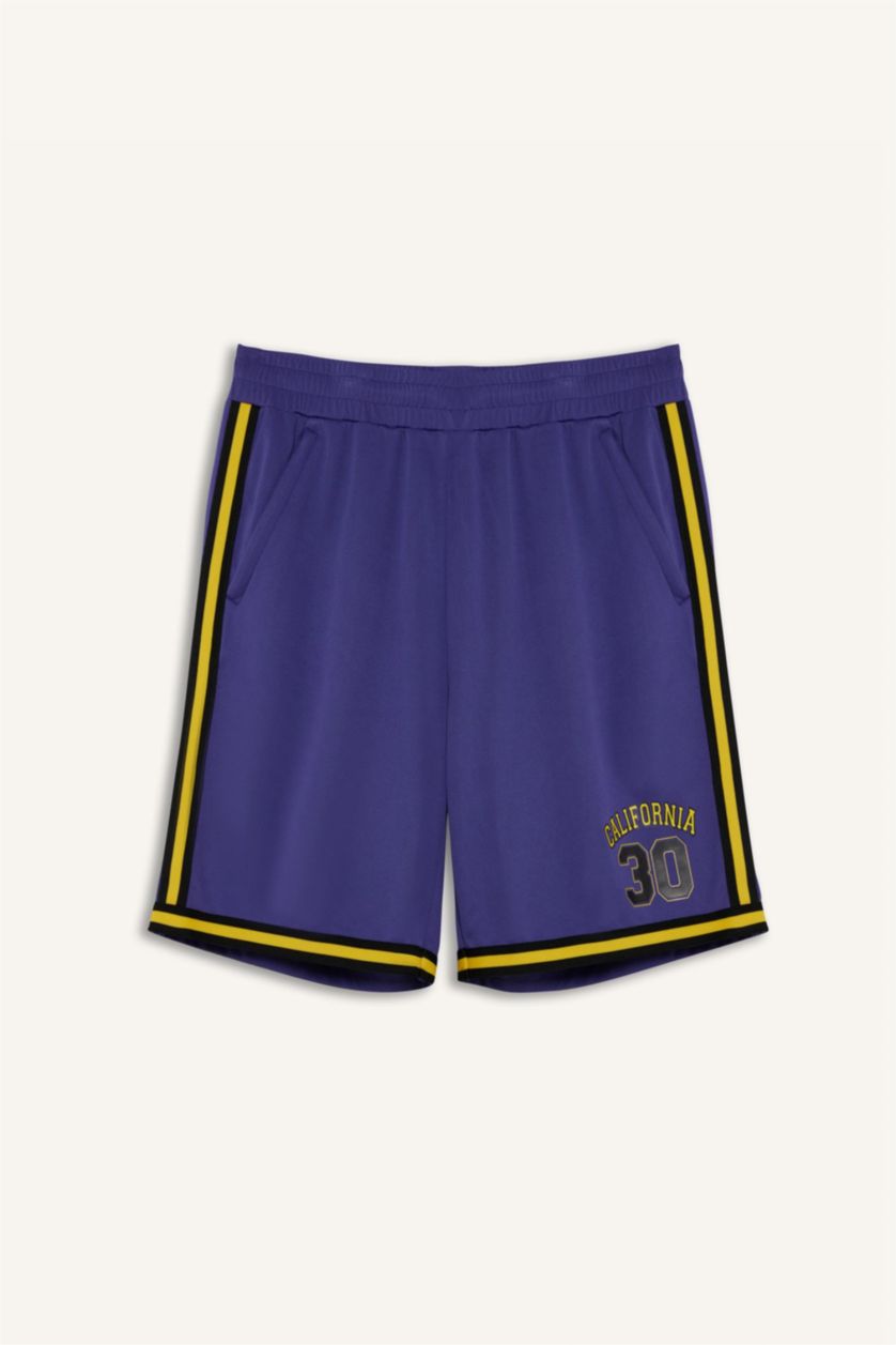 رجال بنفسجي شورت برمودا رياضي قصة عادية قماش سريع الجفاف من DeFactoFit