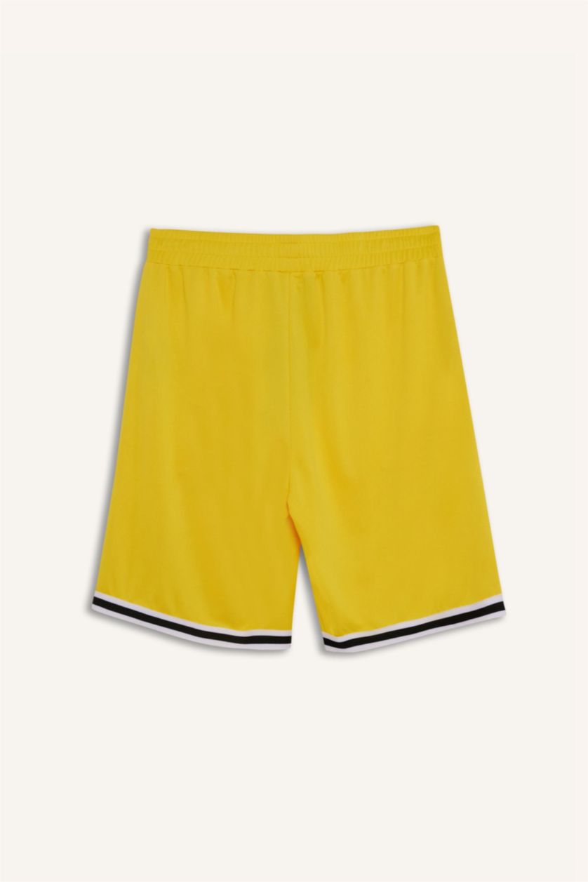 رجال أصفر شورت برمودا رياضي قصة عادية قماش سريع الجفاف من DeFactoFit