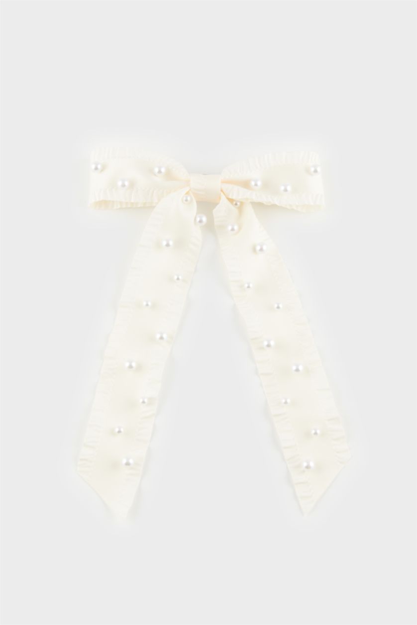 Kadın Beyaz Kadın Dantel Görünümlü İncili Çıtçıtlı Toka