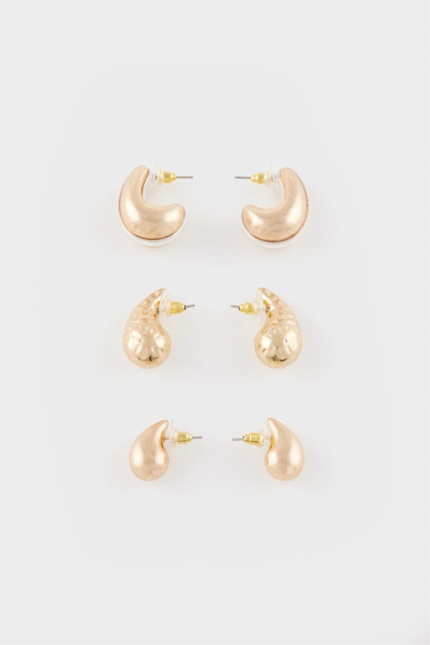 Kadın Altın Kadın 3'lü Mat Gold Küpe