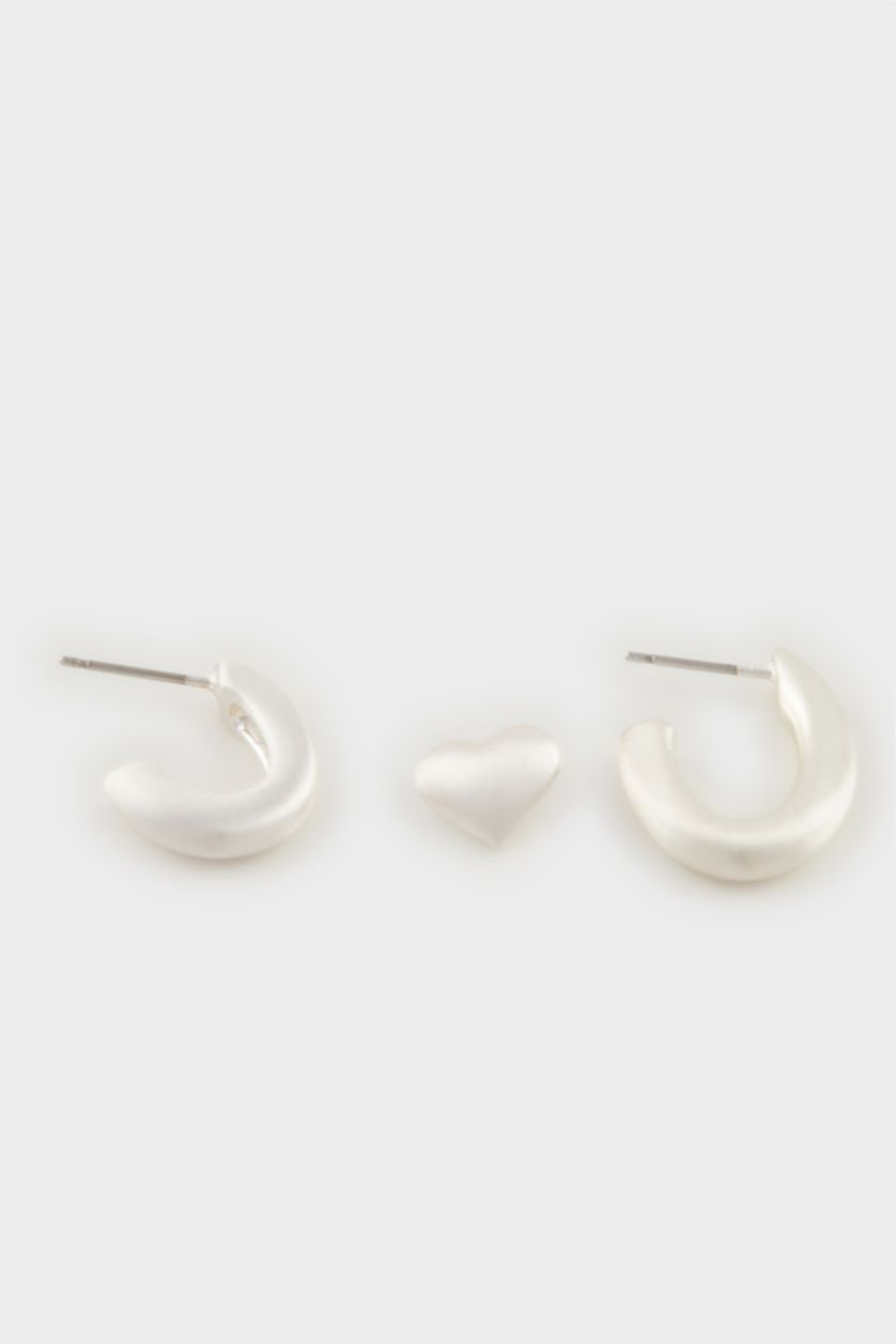 Kadın Gümüş Kadın 3'lü Mat Silver Küpe