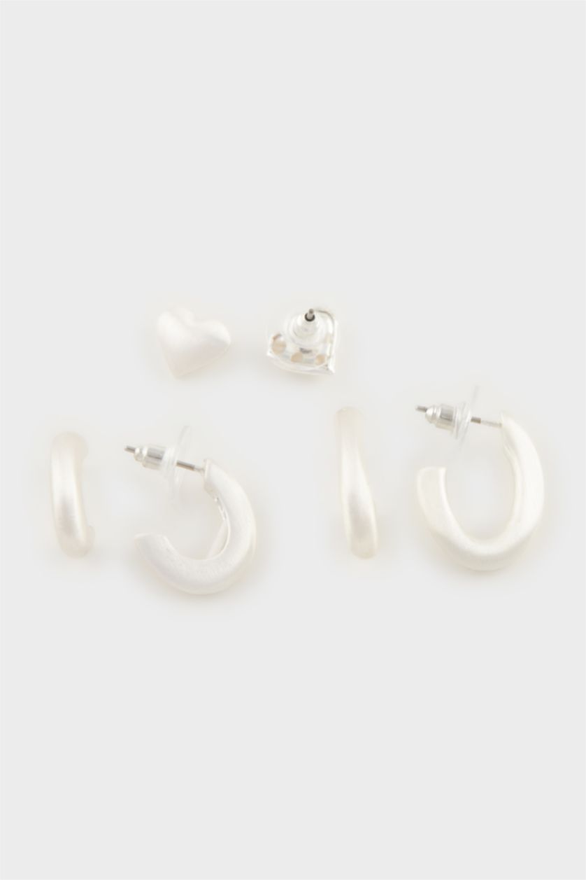 Kadın Gümüş Kadın 3'lü Mat Silver Küpe