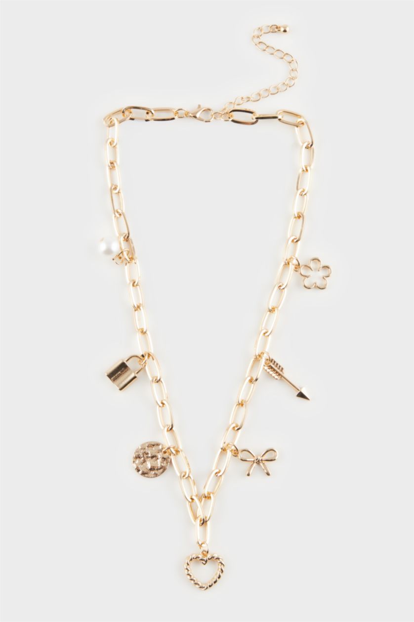 Kadın Altın Kadın Gold Detaylı Charm Kolye