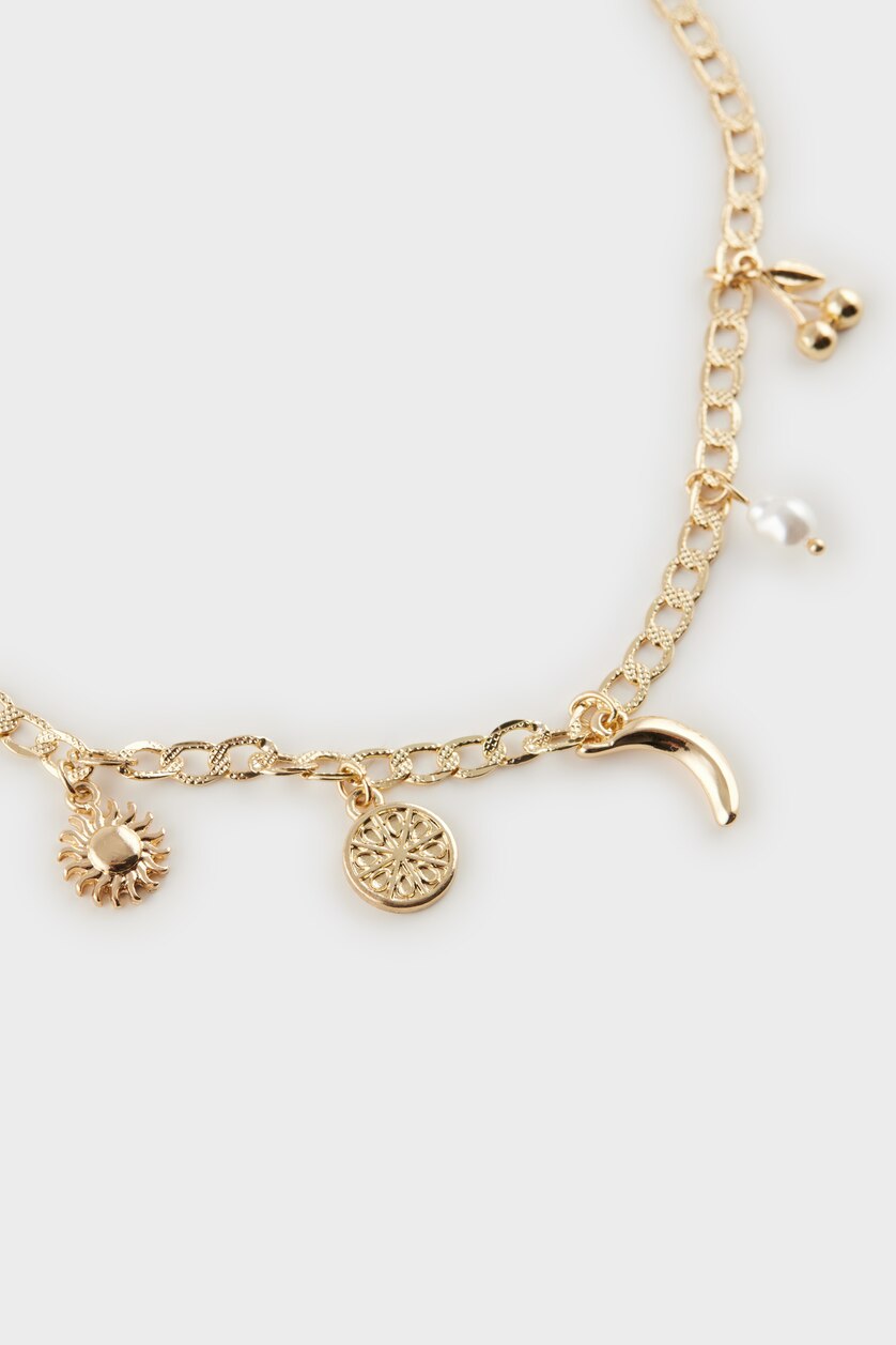 Kadın Altın Kadın Gold Detaylı Charm Kolye