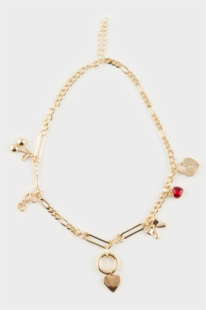 Kadın Altın Kadın Gold Detaylı Charm Kolye